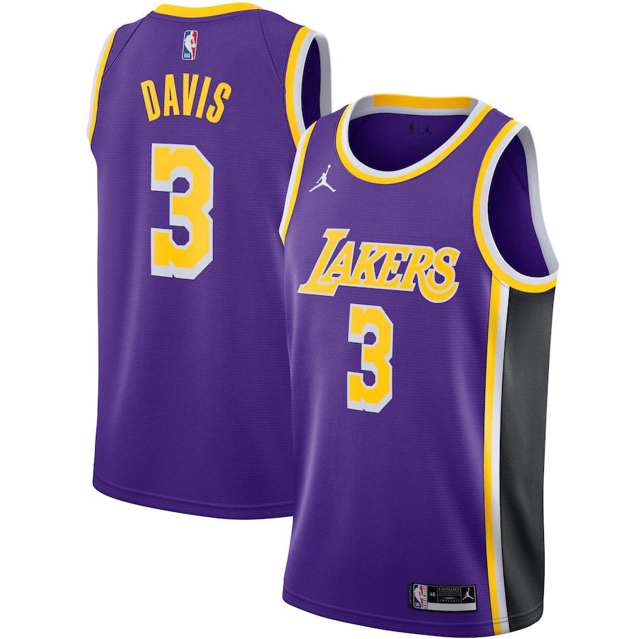 Men Los Angeles Lakers 3 Anthony Davis Jordan Brand Purple Swingman NBA Jersey